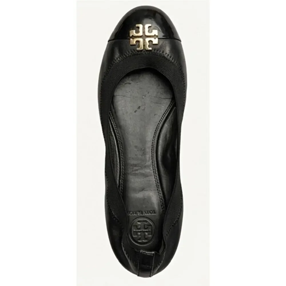 Tory Burch Black Cap Toe Ballet Flats Sz 9.5 154511 Perfect Black - Picture 3 of 6